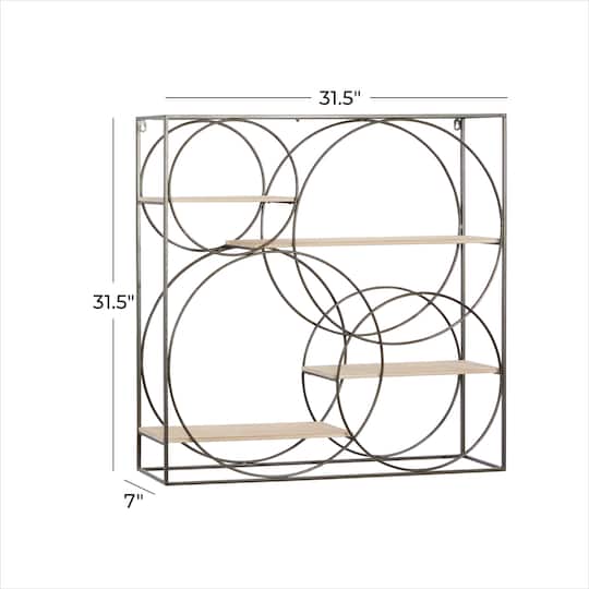 Gray Metal Contemporary Wall Shelf, 32" x 32" x 7"